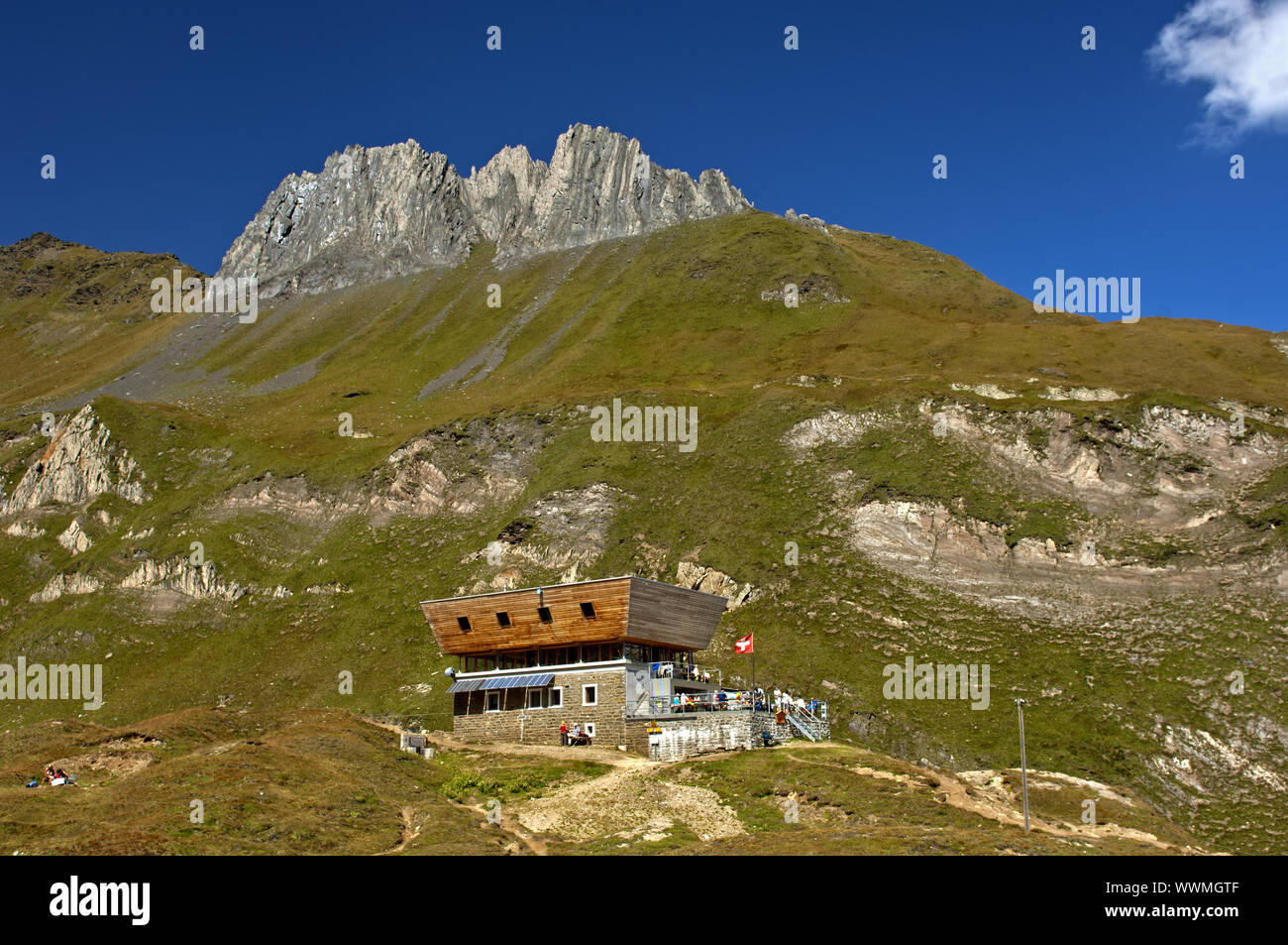 Mountain hut Capanna Corno Gries, Ticino, Switzerland Stock Photo