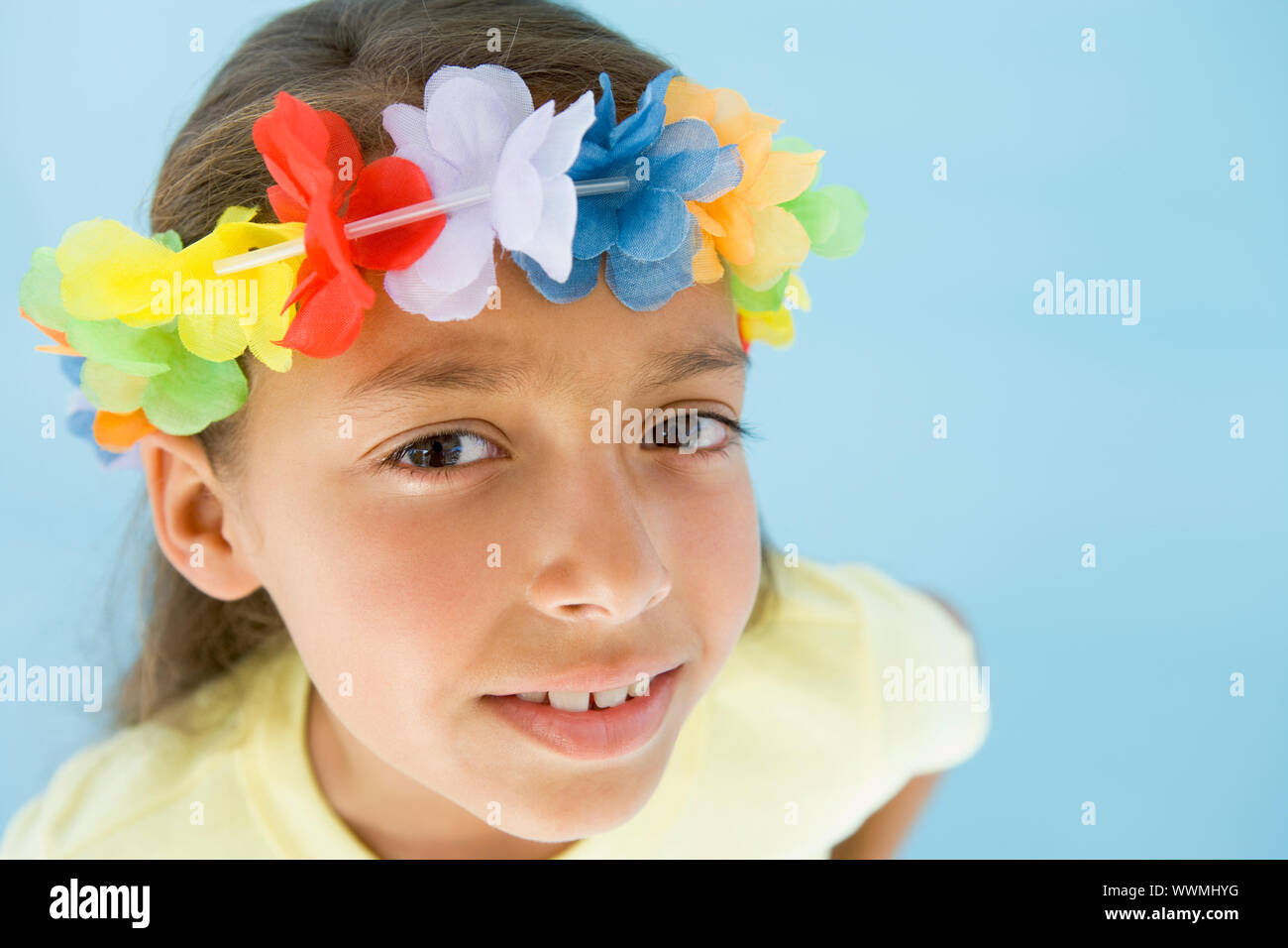 Young girl wearing garland on head Stock Photo Alamy