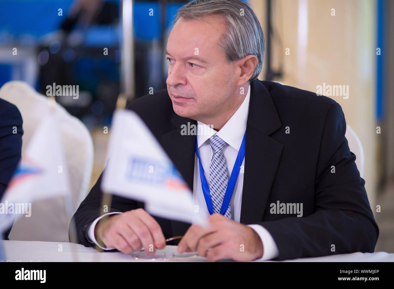 ALMATY, KAZAKHSTAN - OCTOBER 29,2014: International Scientific and Practical Conference "Standardization and Technical Regulations in the New Environm Stock Photo