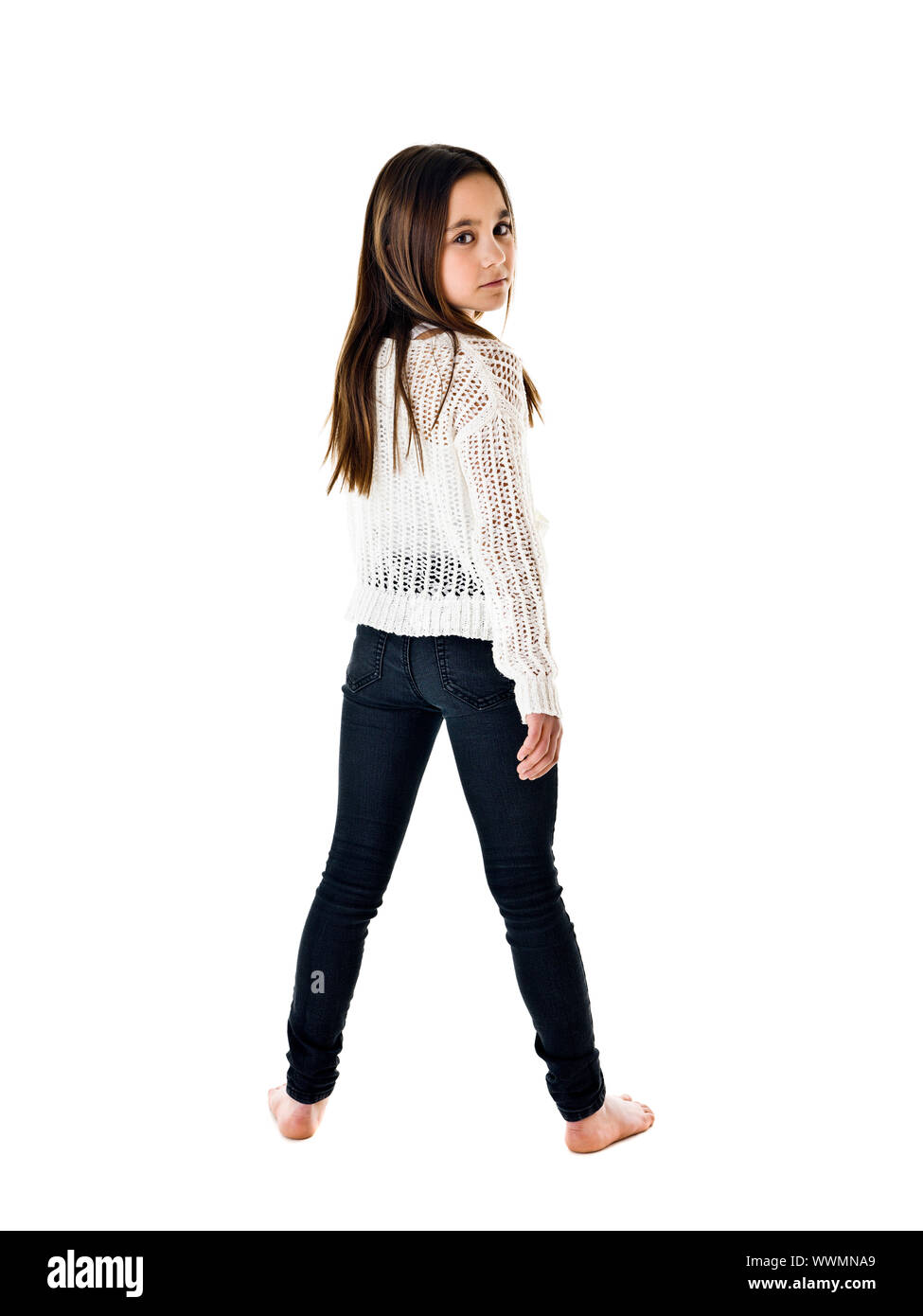 Portrait of a young girl isolated on white background Stock Photo - Alamy