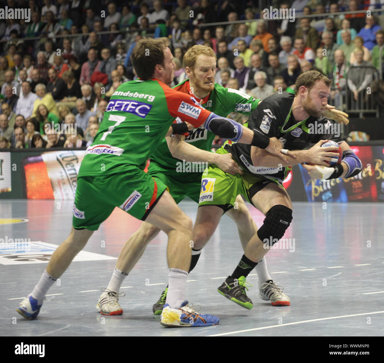 DKB Handball-Bundesliga 2013-2014, 25. Spieltag, SC Magdeburg - TV Emsdetten Stock Photo