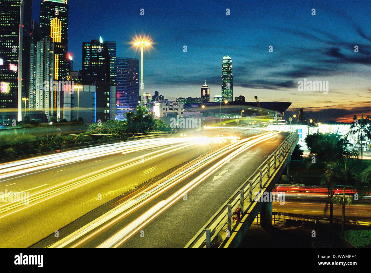 Traffic in downtown Hong Kong at night Stock Photo - Alamy