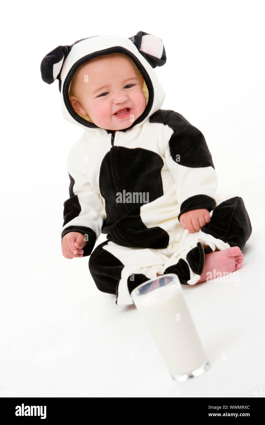 Baby in cow costume Stock Photo Alamy