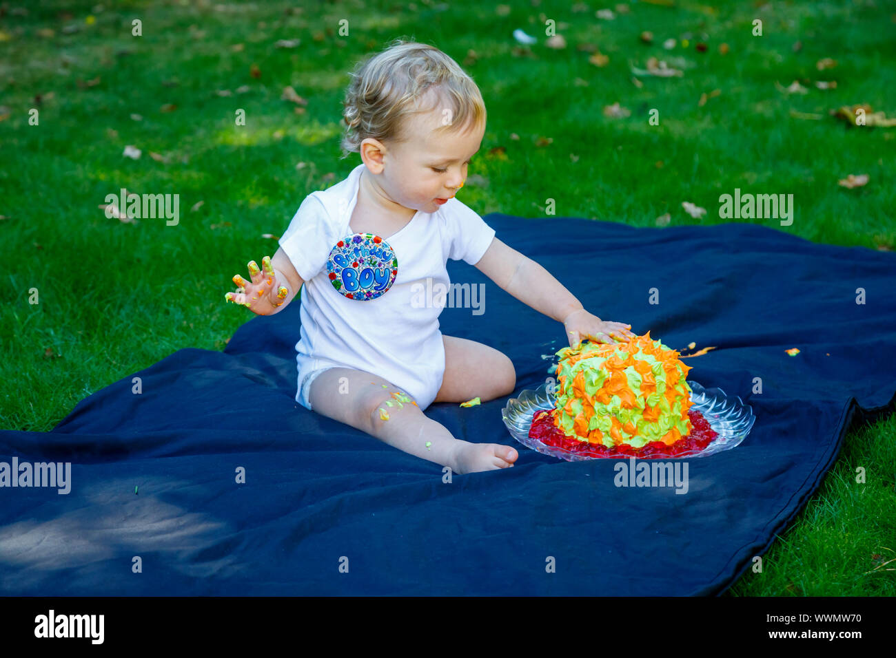 First Birthday Cake Smash High Resolution Stock Photography And Images Alamy