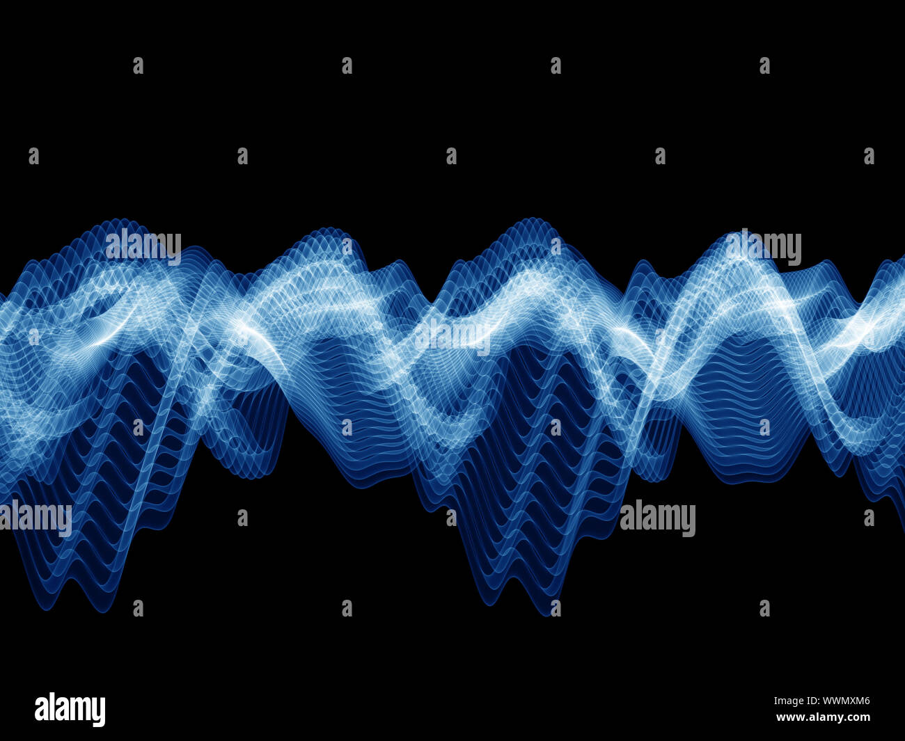 Abstract sound wave rendered in blue against black background Stock ...