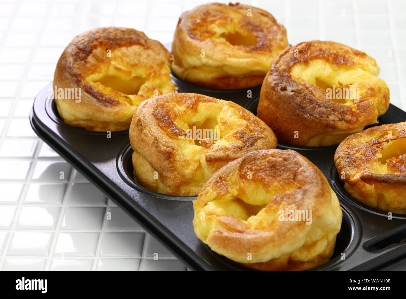 homemade freshly Yorkshire puddings, traditional British side dish