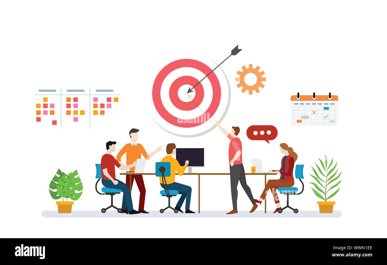 business plan target with team discussion to achieve target goals with