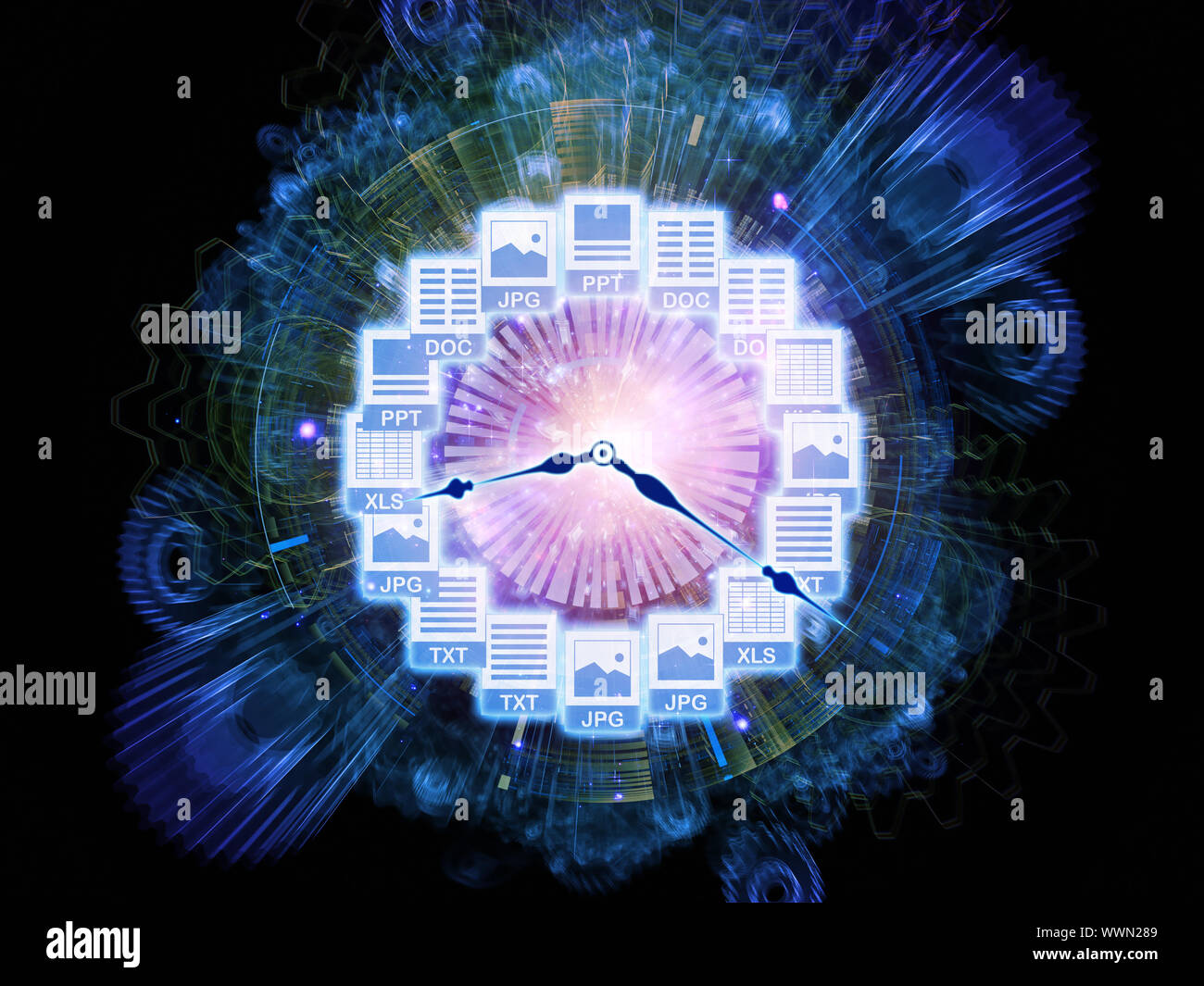 Background design of document icons, lights and abstract design ...