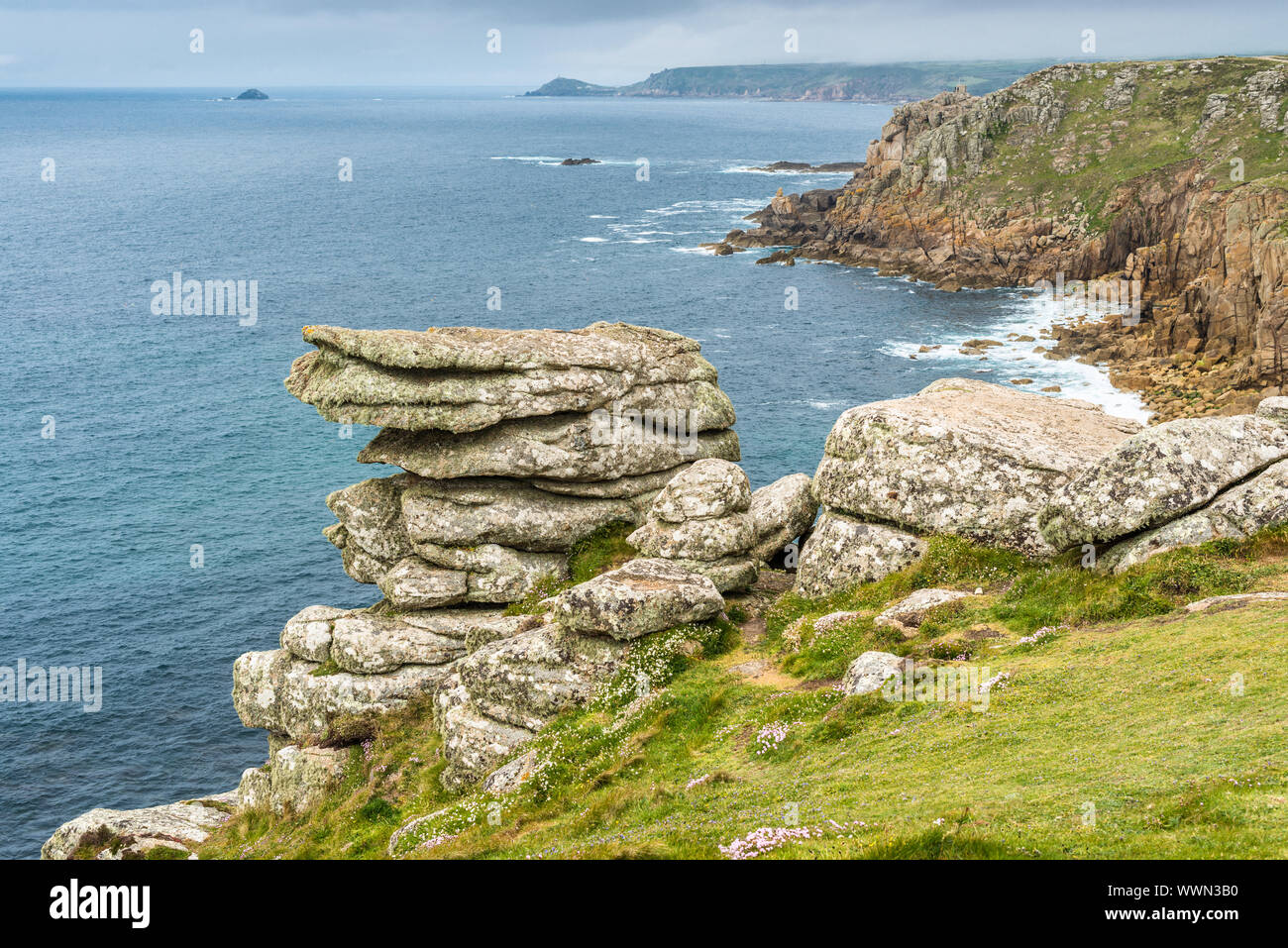 Coastal scenery near Lands End, Cornwall, England, United Kingdom, Europe. Stock Photo