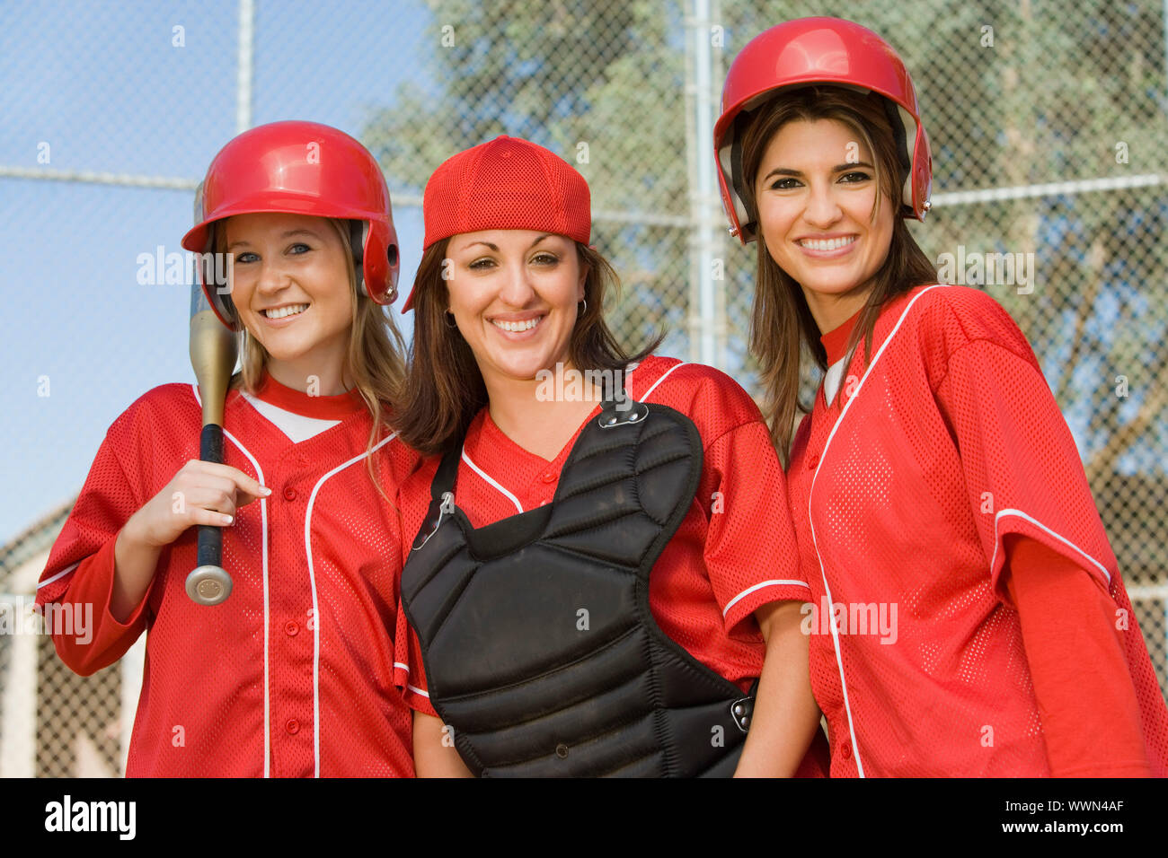 "Batter, Catcher, and Outfielder Stock Photo Alamy