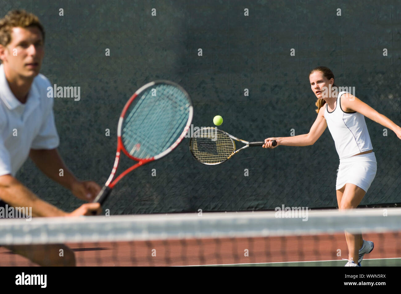 Mixed Doubles Partners in Tennis Match Stock Photo Alamy