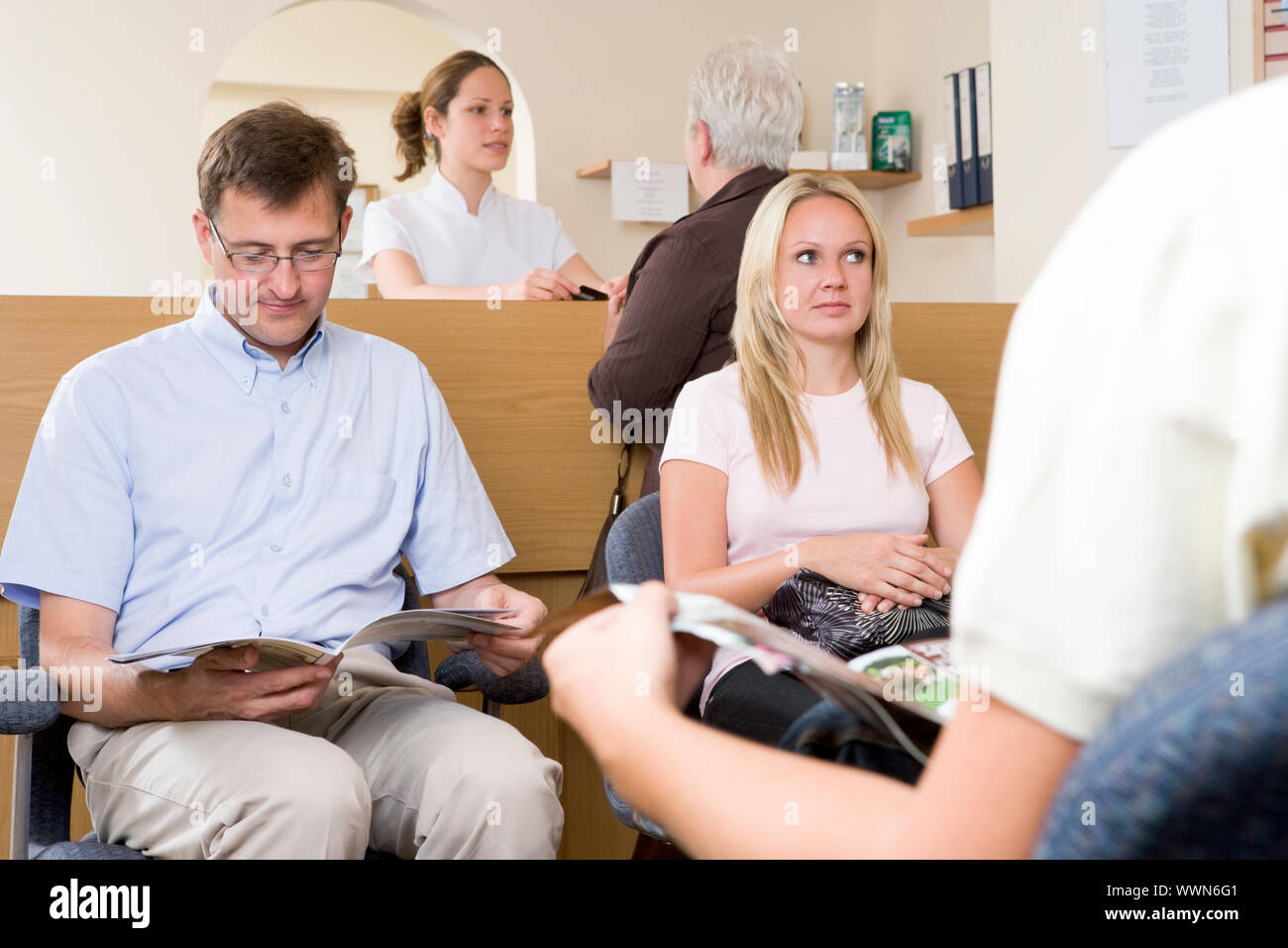 Waiting room and reception desk Stock Photo Alamy
