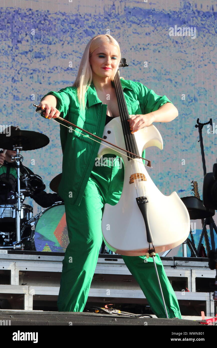 London, UK. 15th Sep, 2019. Grace Chatto of British Electro Pop band Clean  Bandit performs live on stage at the BBC Radio 2 Live in Hyde Park, London.  Credit: SOPA Images Limited/Alamy