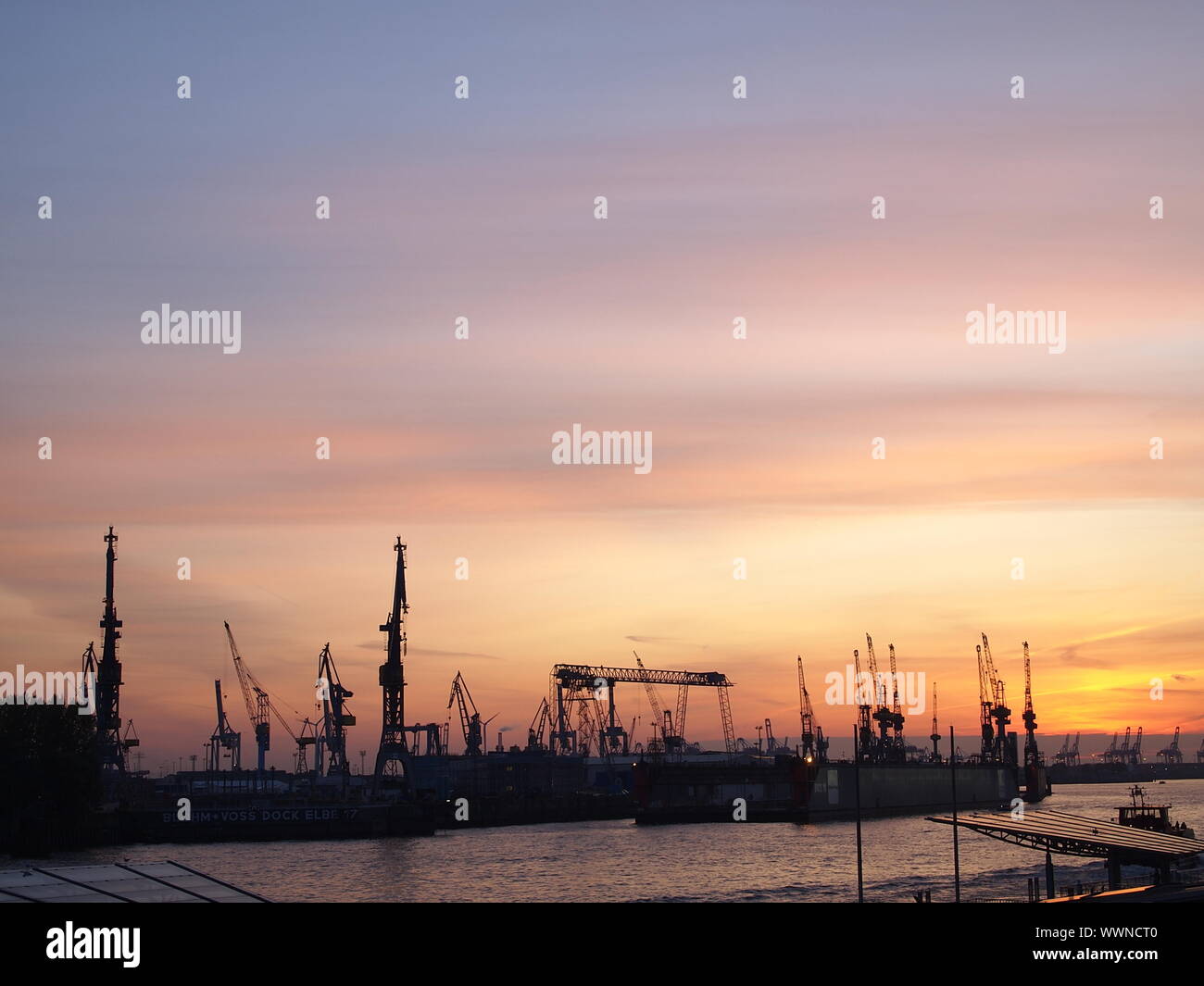 sundown in Hamburg Stock Photo