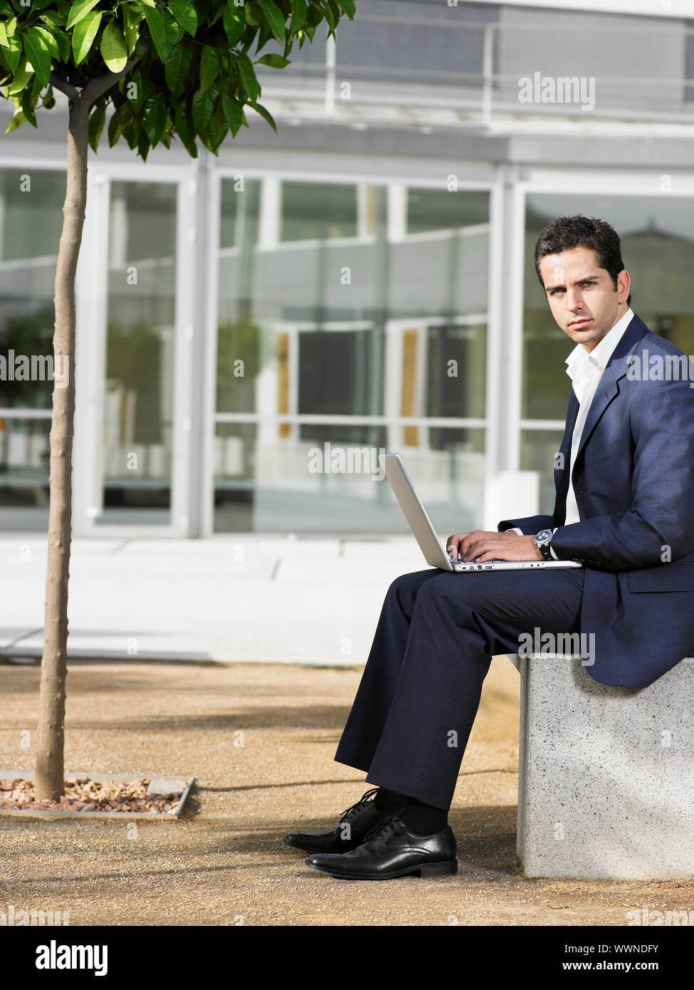 Businessman Using Laptop Stock Photo