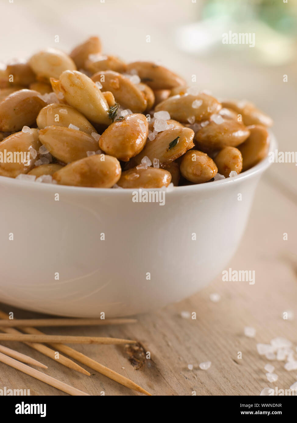 Sea Salt Roasted Almonds Stock Photo