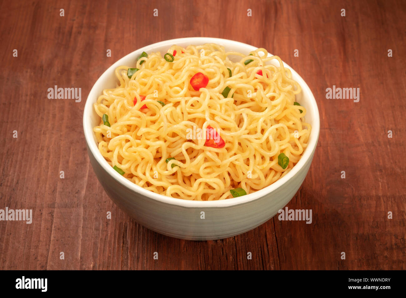 A Bowl Of Noodles On A Dark Rustic Wooden Background Stock Photo Alamy