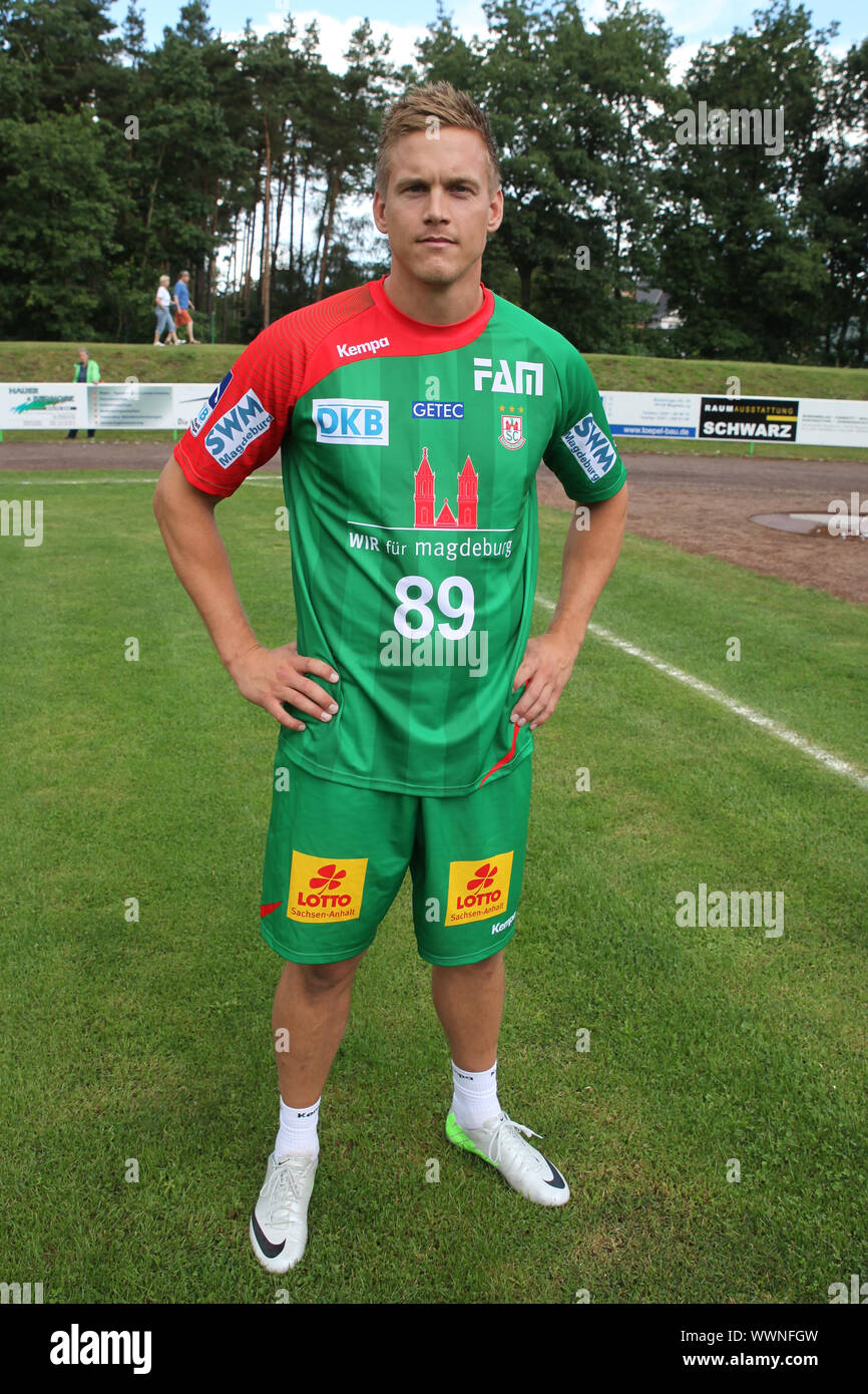 norwegischer Handballspieler Espen Lie Hansen -Saison 2014/15 SC Magdeburg,Nationalspieler Norwegen Stock Photo