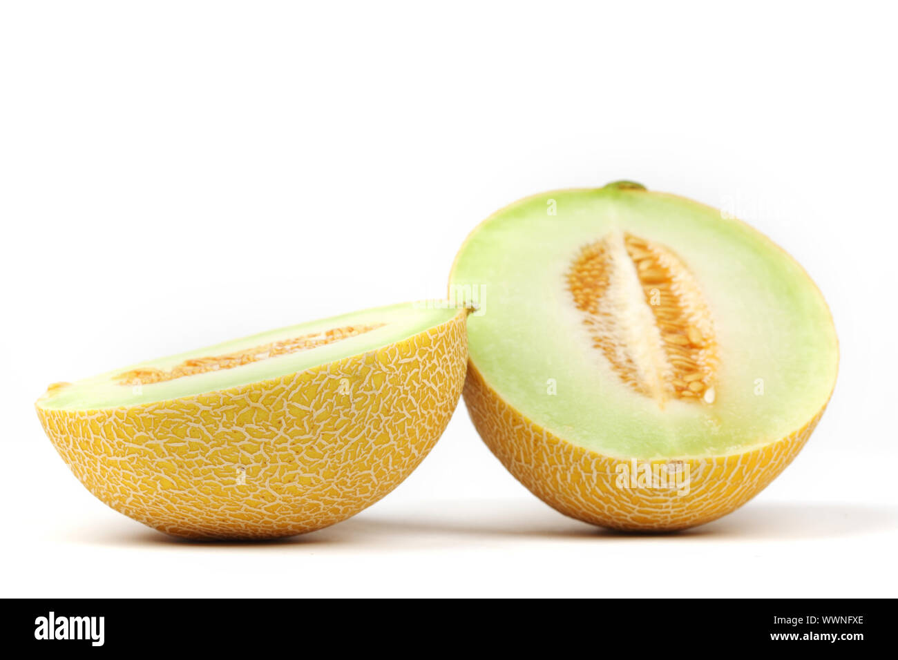 galia slice melone isolated on white Stock Photo