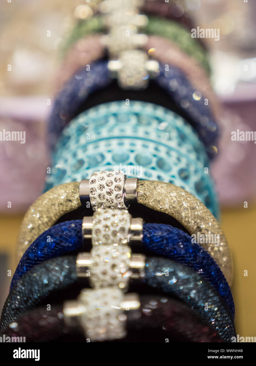 stylish bracelet wuth shiny stones on display Stock Photo