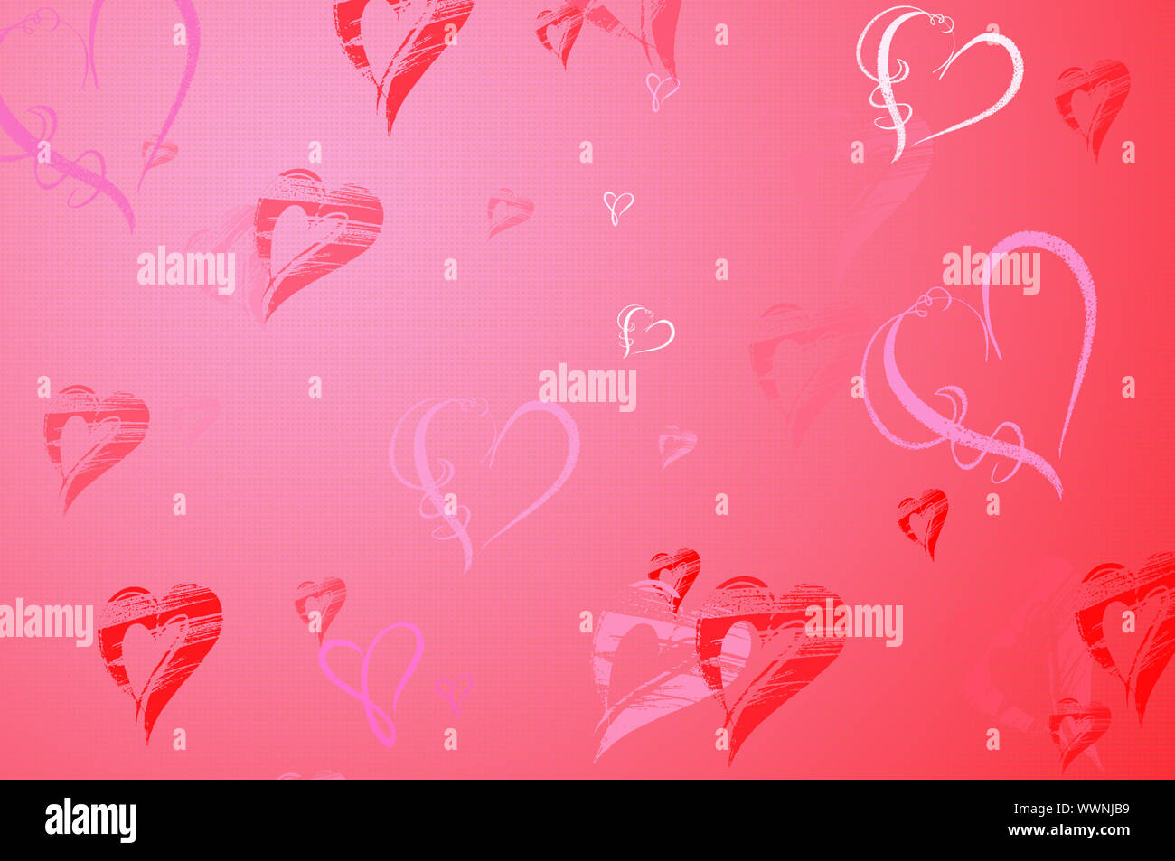 Valentines Day background frame with Hearts in red and pink Stock Photo ...