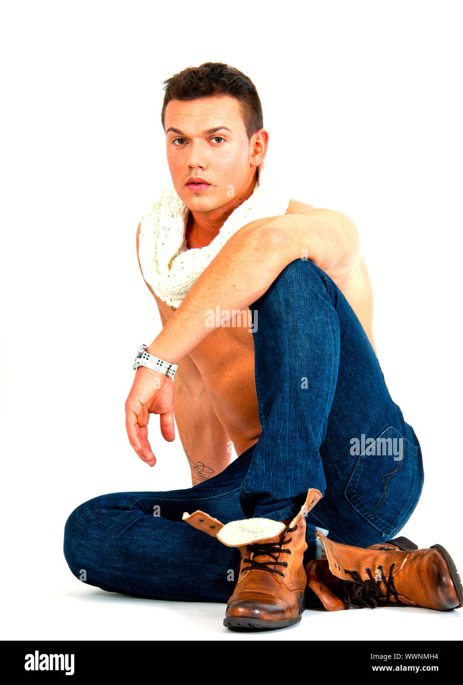young man with a muscular body and fashion Stock Photo