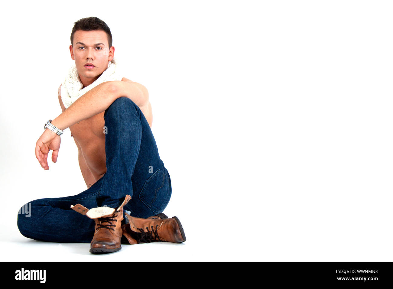 young man with a muscular body and fashion Stock Photo