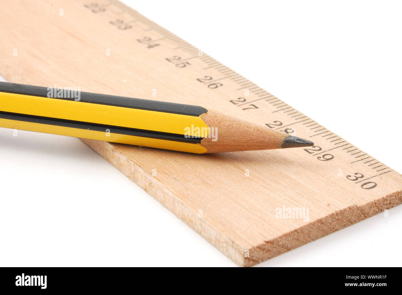 pencil and ruler isolated on white background Stock Photo - Alamy