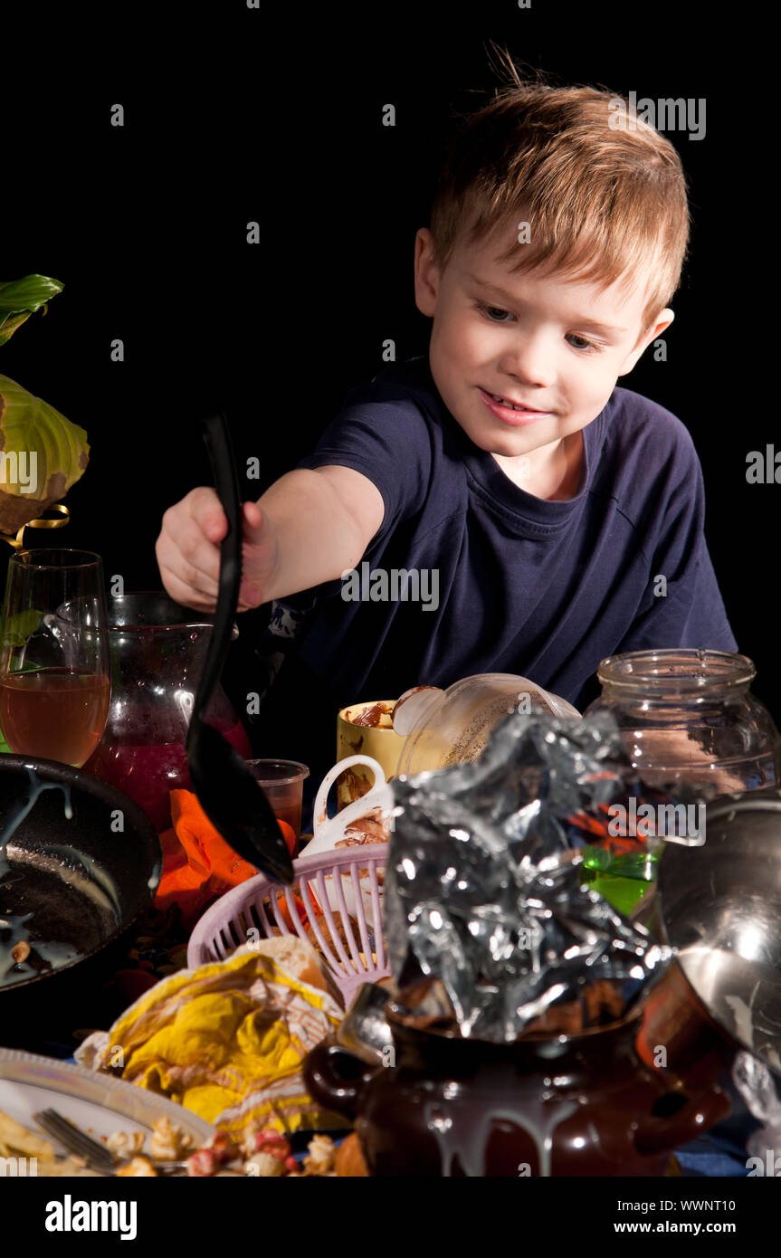 uncleared table Stock Photo
