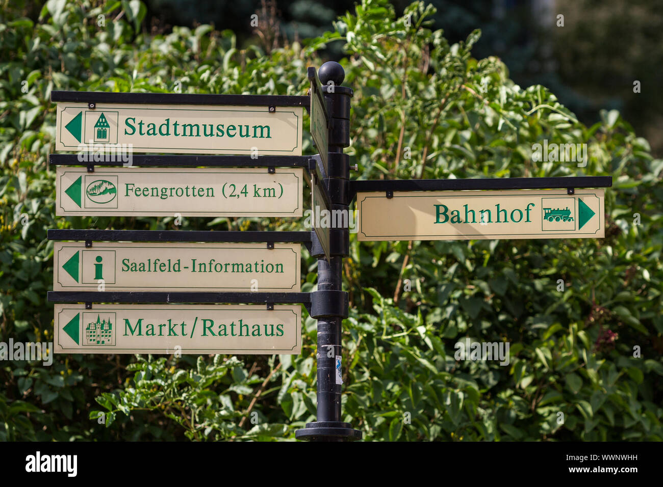 tourist guidance system Saalfeld Feengrottenstadt Stock Photo