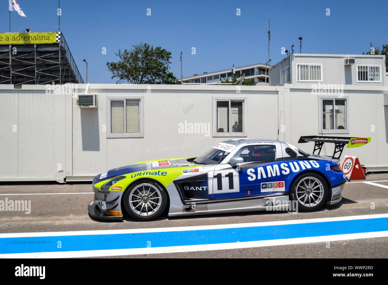 Mercedes Racing car padock Stock Photo