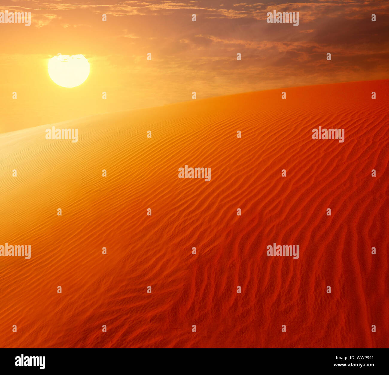 Extreme Desert Landscape With Orange Sunset Beautiful Sandy Background With Hot Sunlight 4441