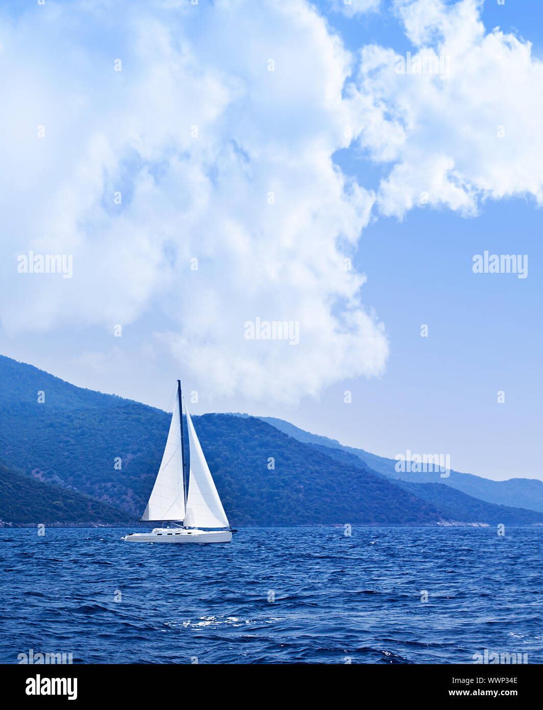Sailboat At Open Sea Beautiful Nature Background Blue Color Landscape Freedom Concept Stock Photo Alamy Sailboat At Open Sea Beautiful Nature Background Blue Color Landscape Freedom Concept Stock Photo Alamy