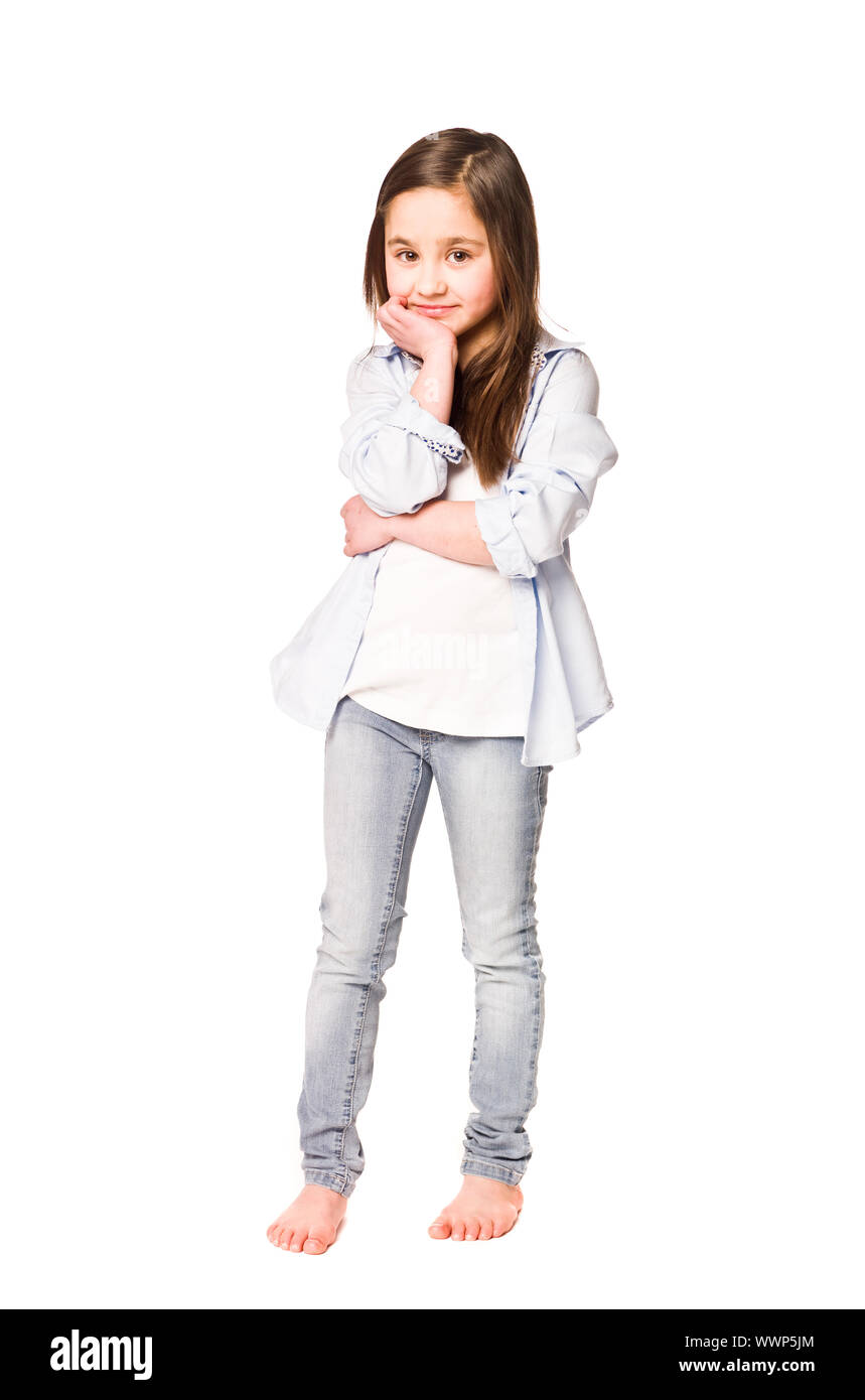 Portrait of a young girl isolated on white background Stock Photo - Alamy
