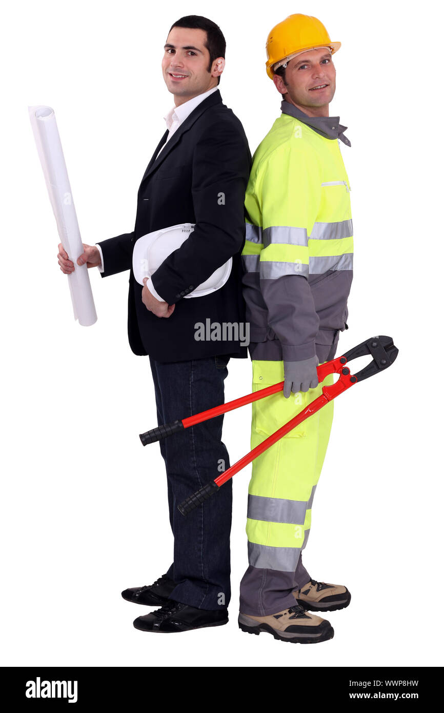 Architect and construction worker Stock Photo