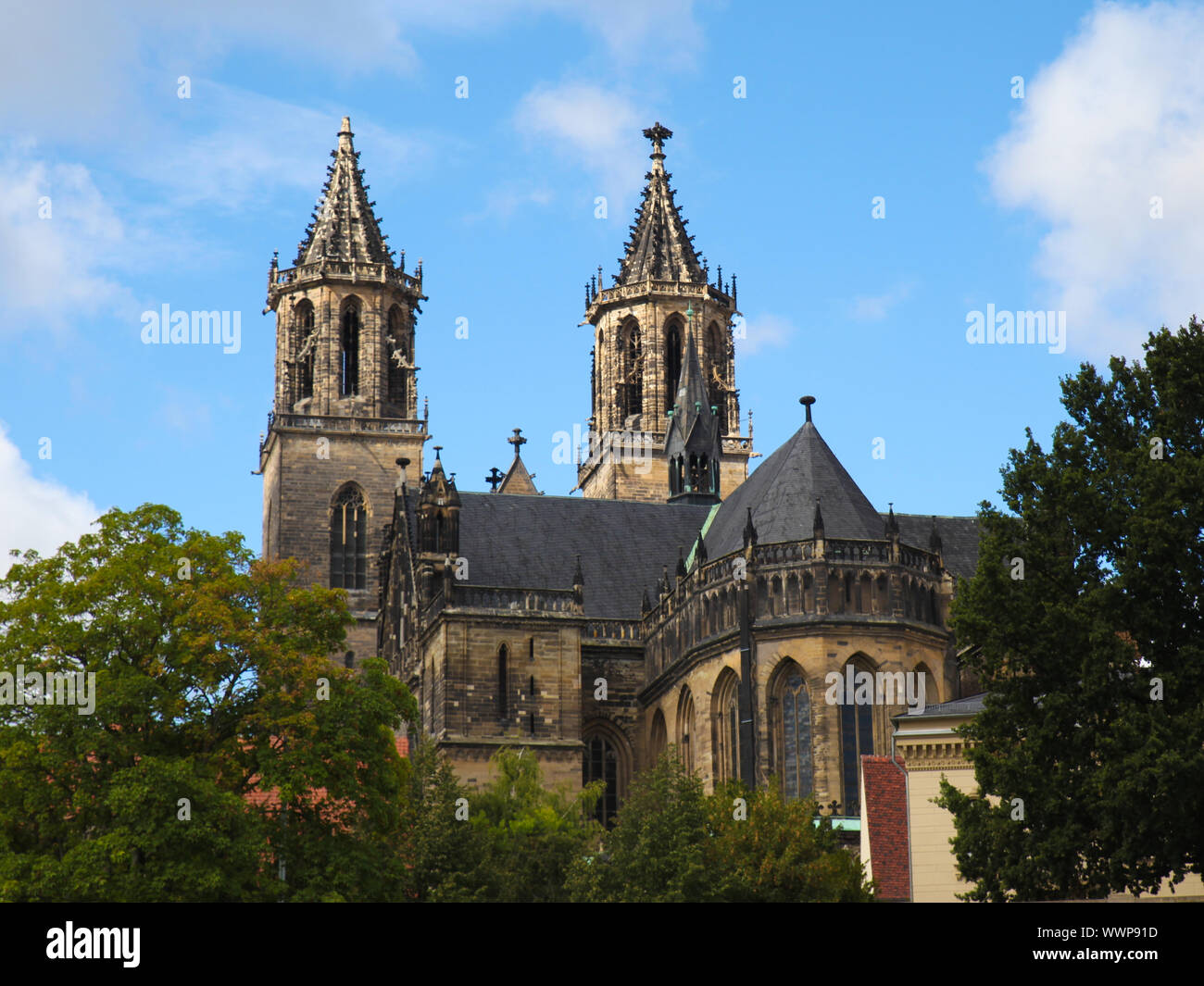 View of the Magdeburg Cathedral in Magdeburg Saxony-Anhalt Stock Photo