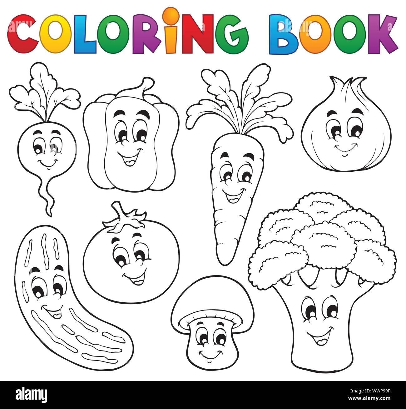 Coloring book vegetable theme 1 Stock Vector