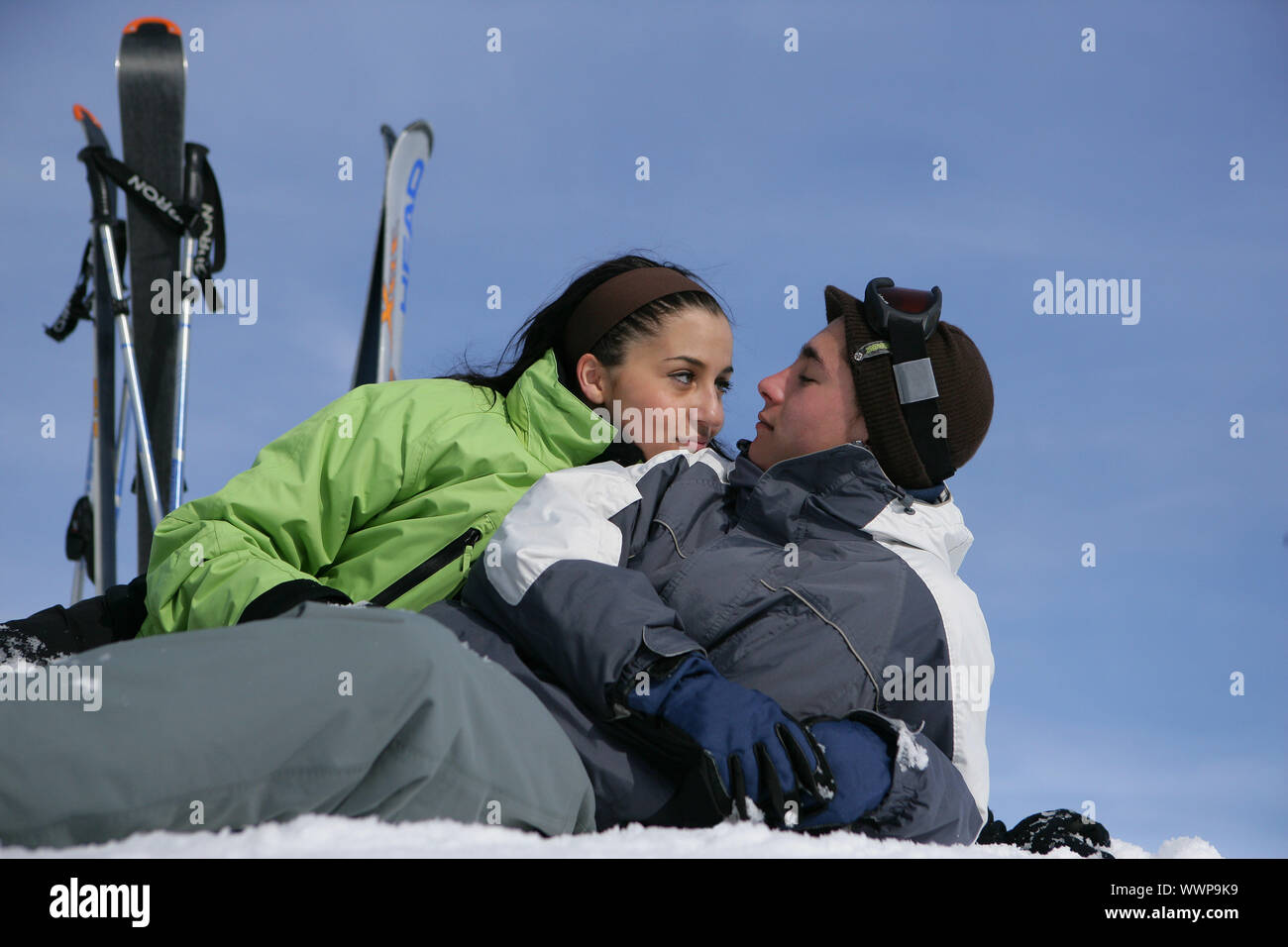 Couple in the snow Stock Photo