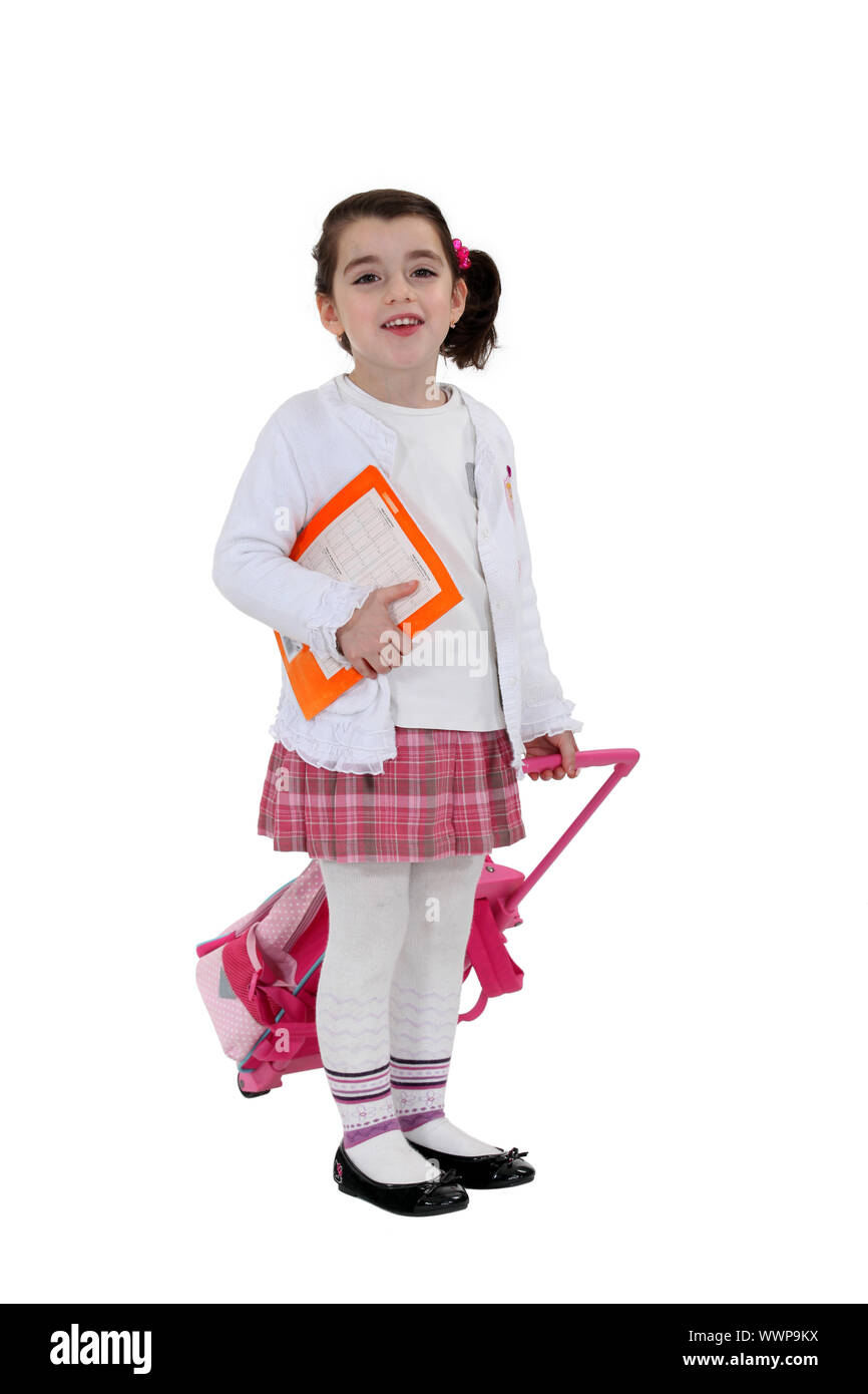 Little girl off to school Stock Photo