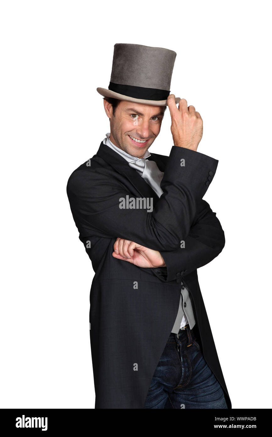 man wearing a top hat Stock Photo Alamy