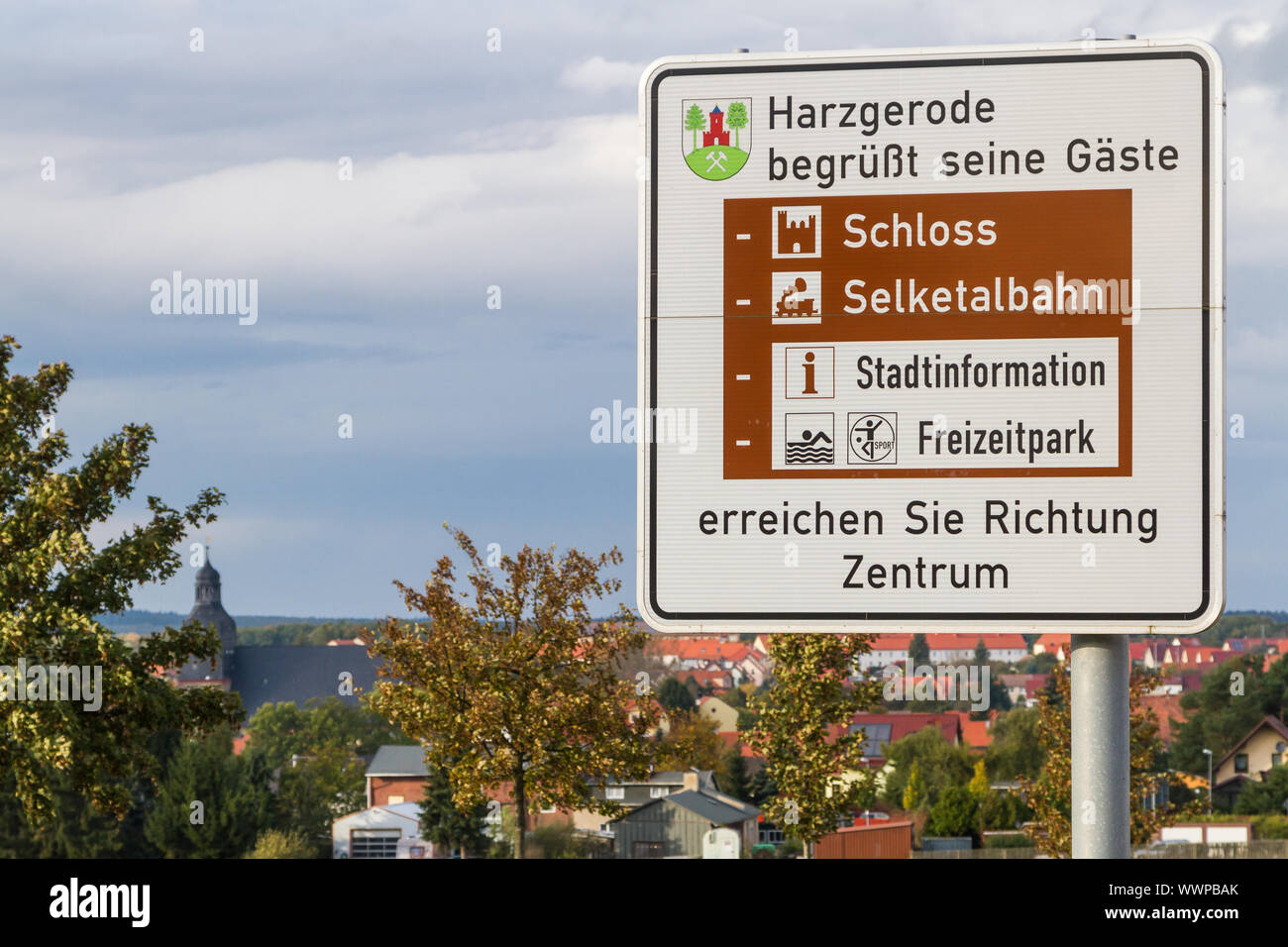 Tourist traffic control system Harz Harzgerode rural district Stock Photo