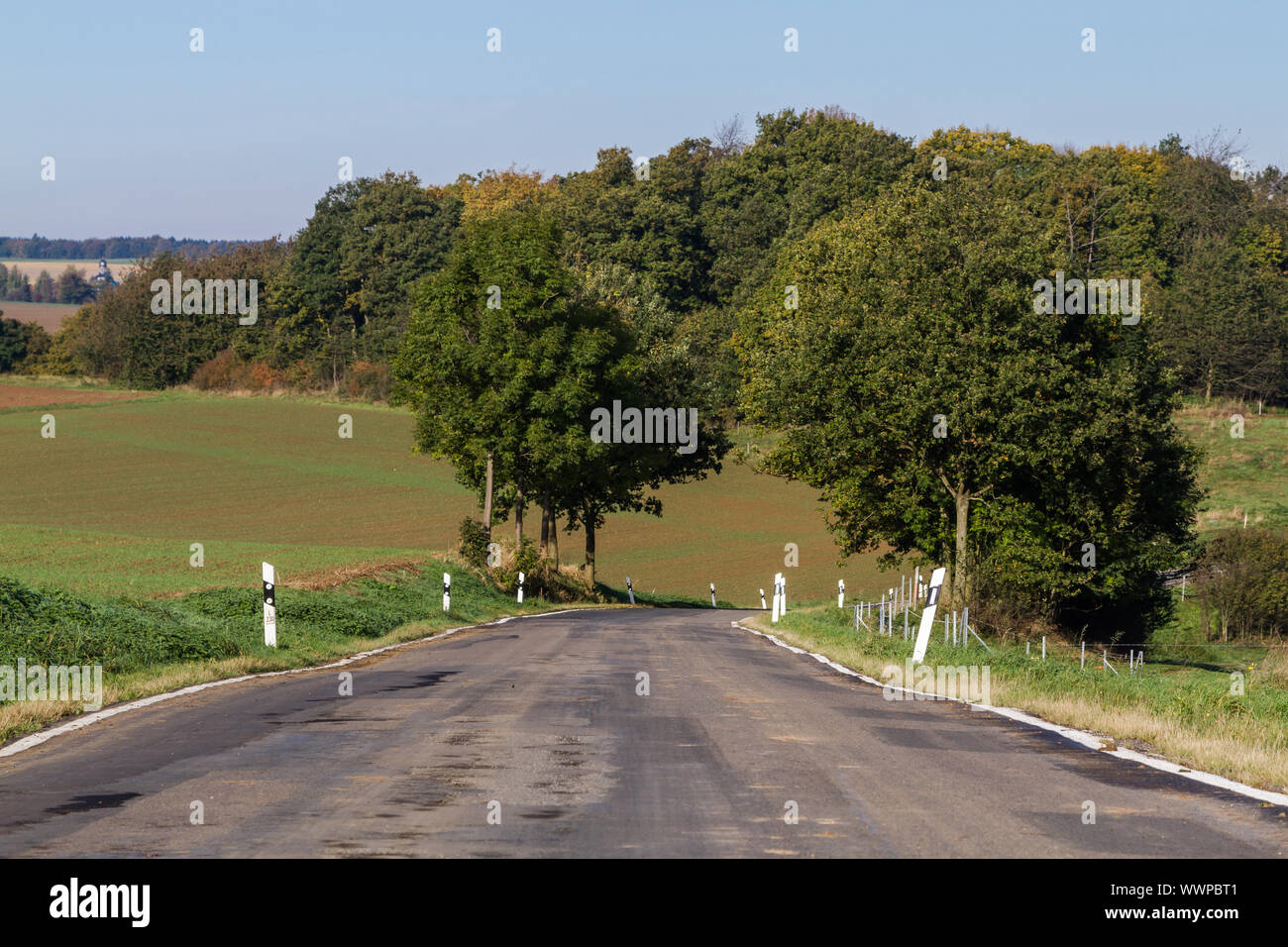 country road in bad condition Stock Photo