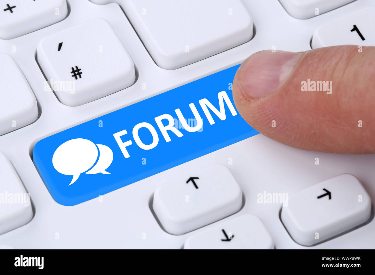 Forum Communication Community Internet Blog Media Press Button Stock Photo