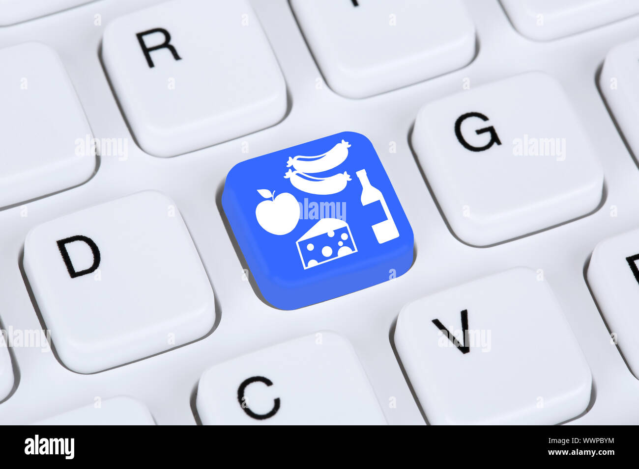 Online Shopping Food Eating Food Shopping on the Internet Stock Photo