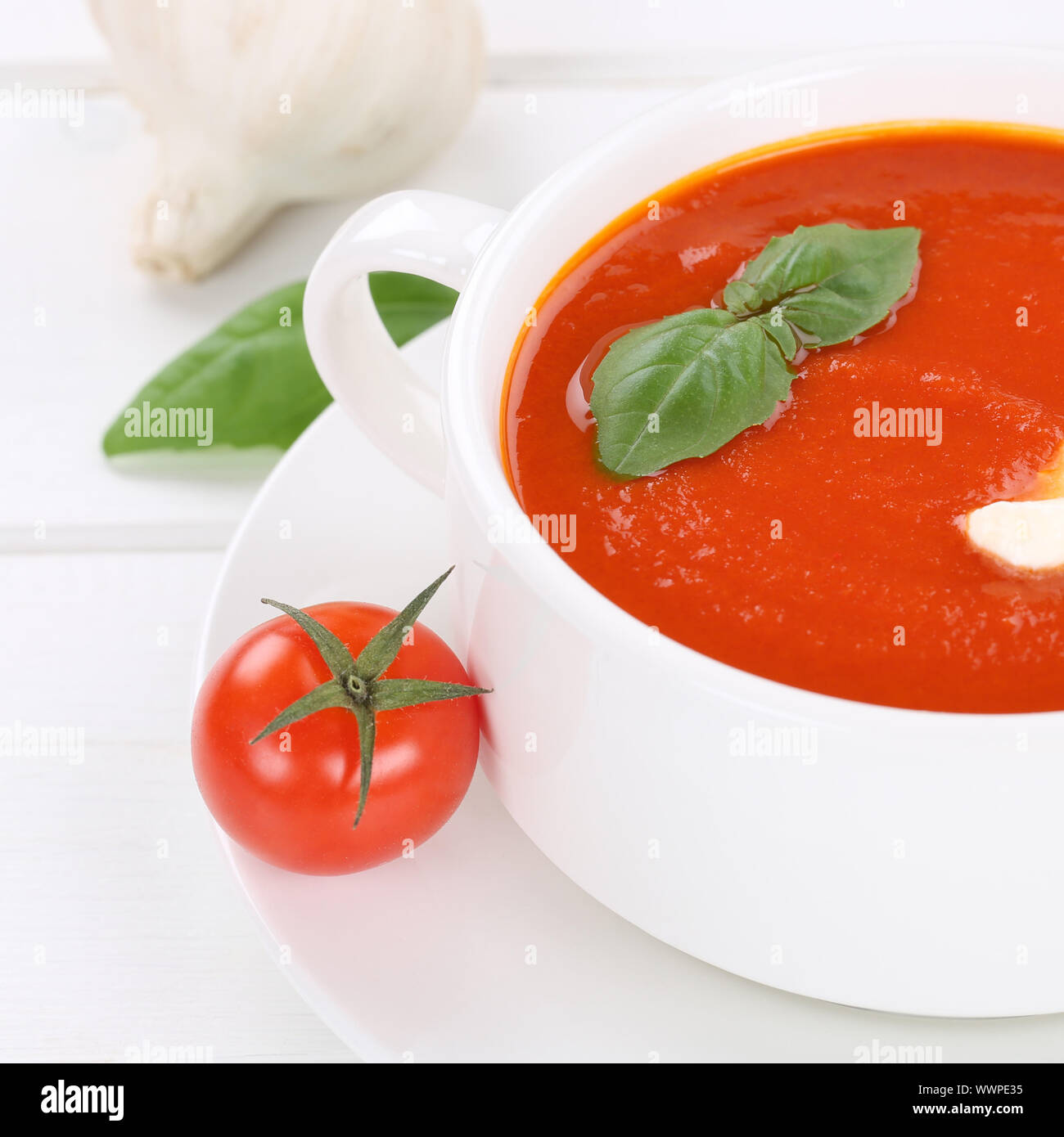Healthy diet fresh tomato soup tomato cream soup tomato soup soup Stock Photo