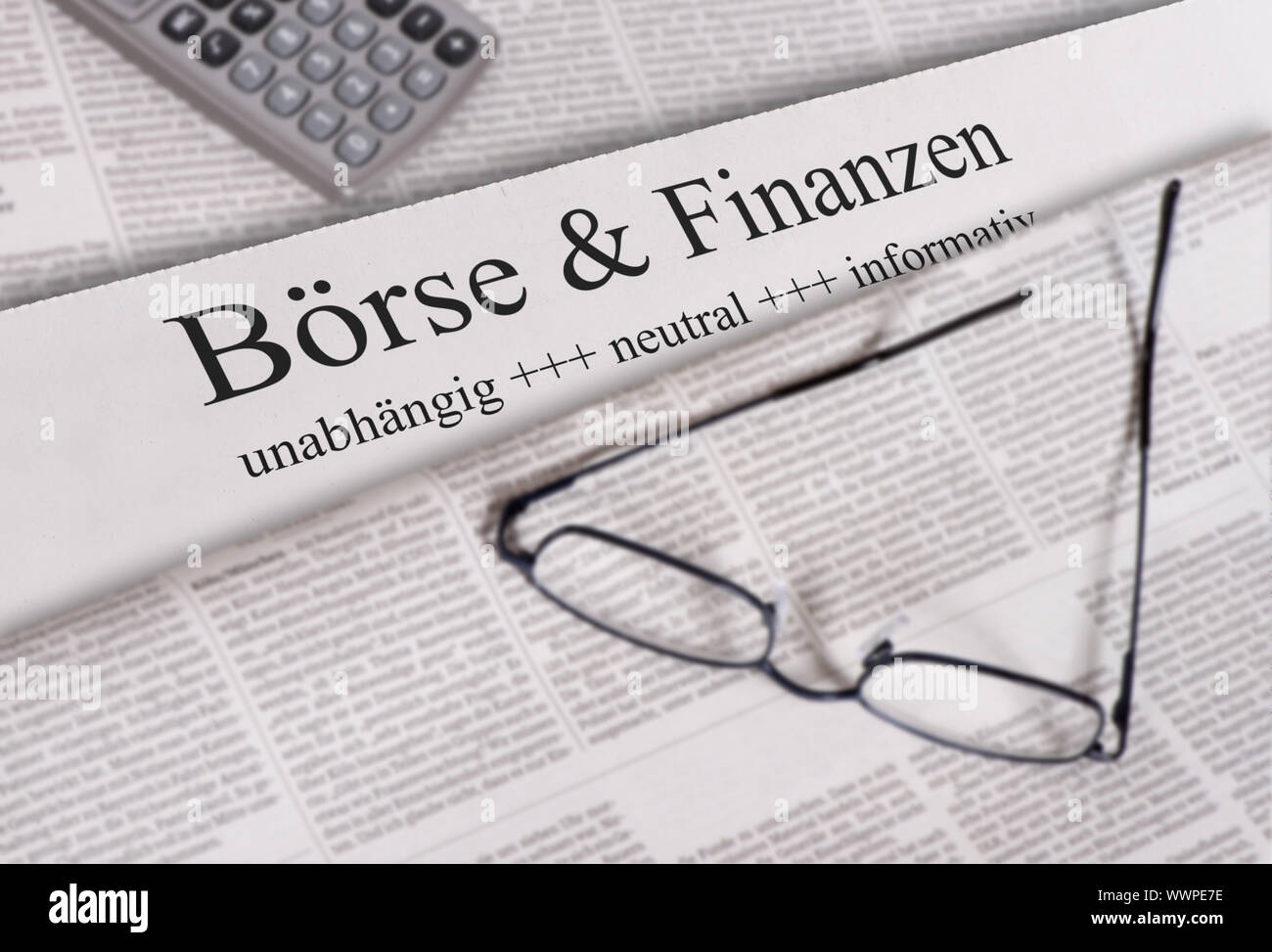 Newspaper with headline Börse & Finanzen Stock Photo