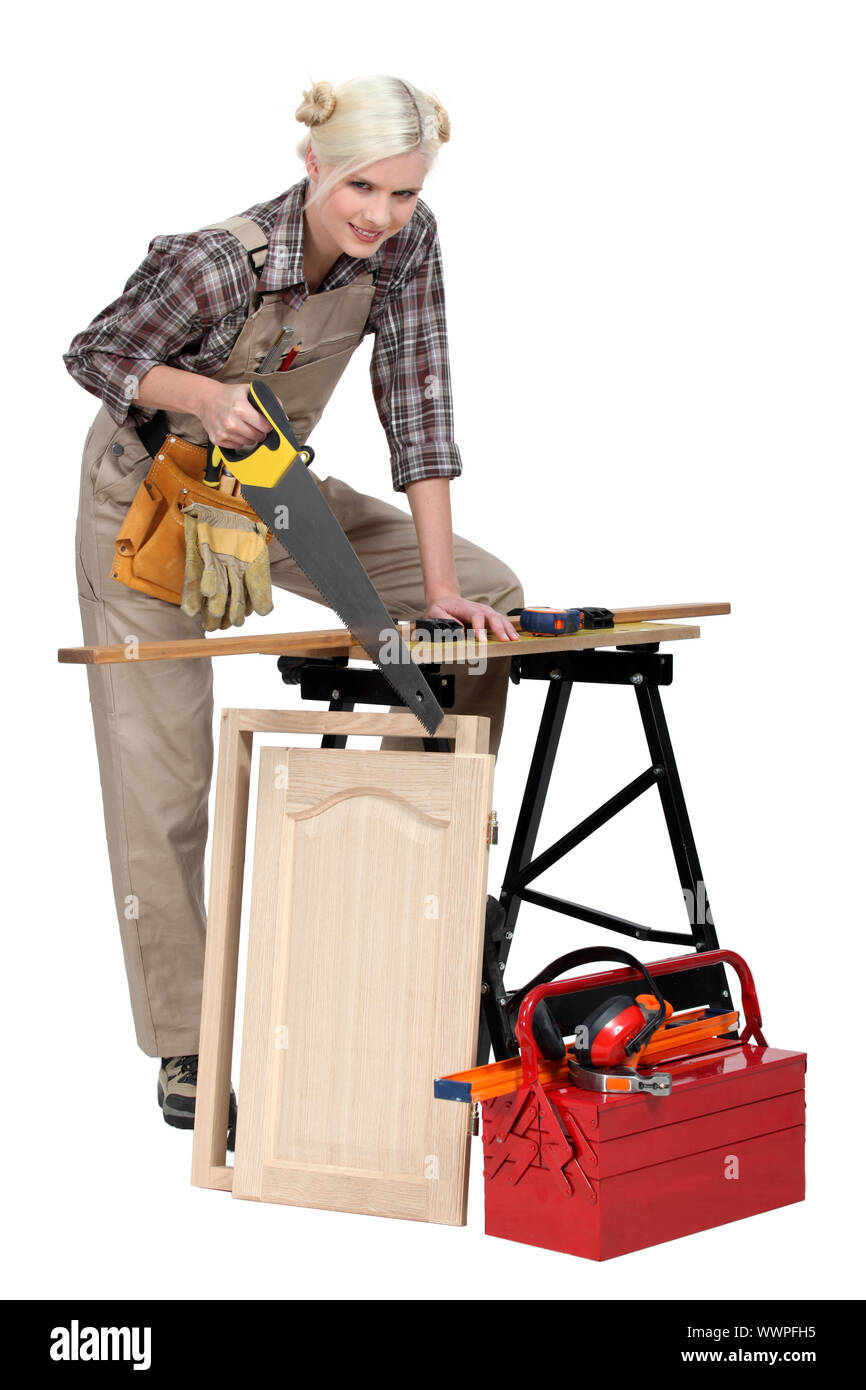 A busy cabinet maker Stock Photo