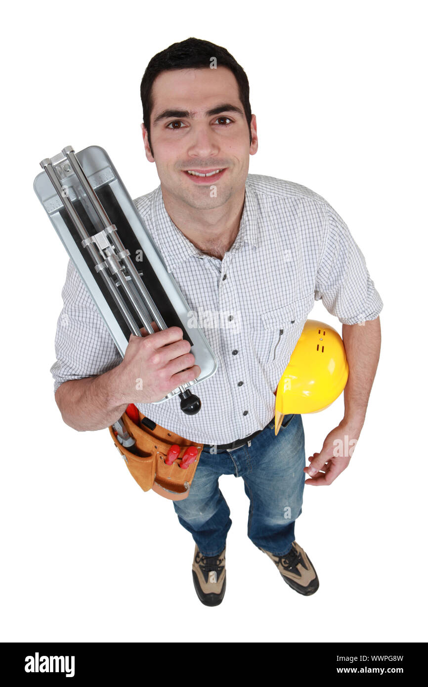 Tiler, top-view Stock Photo