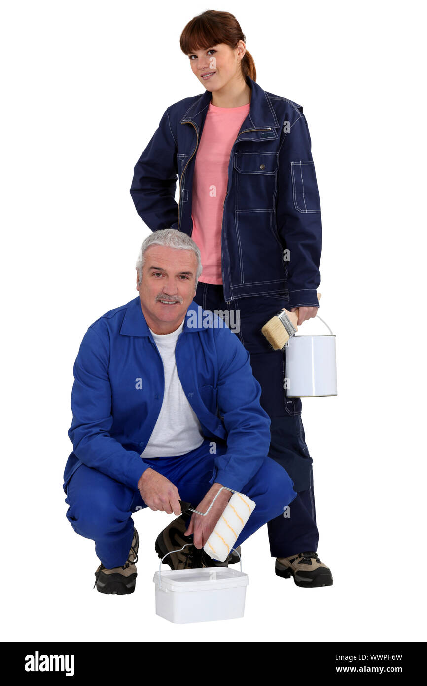 female apprentice and senior mentor Stock Photo