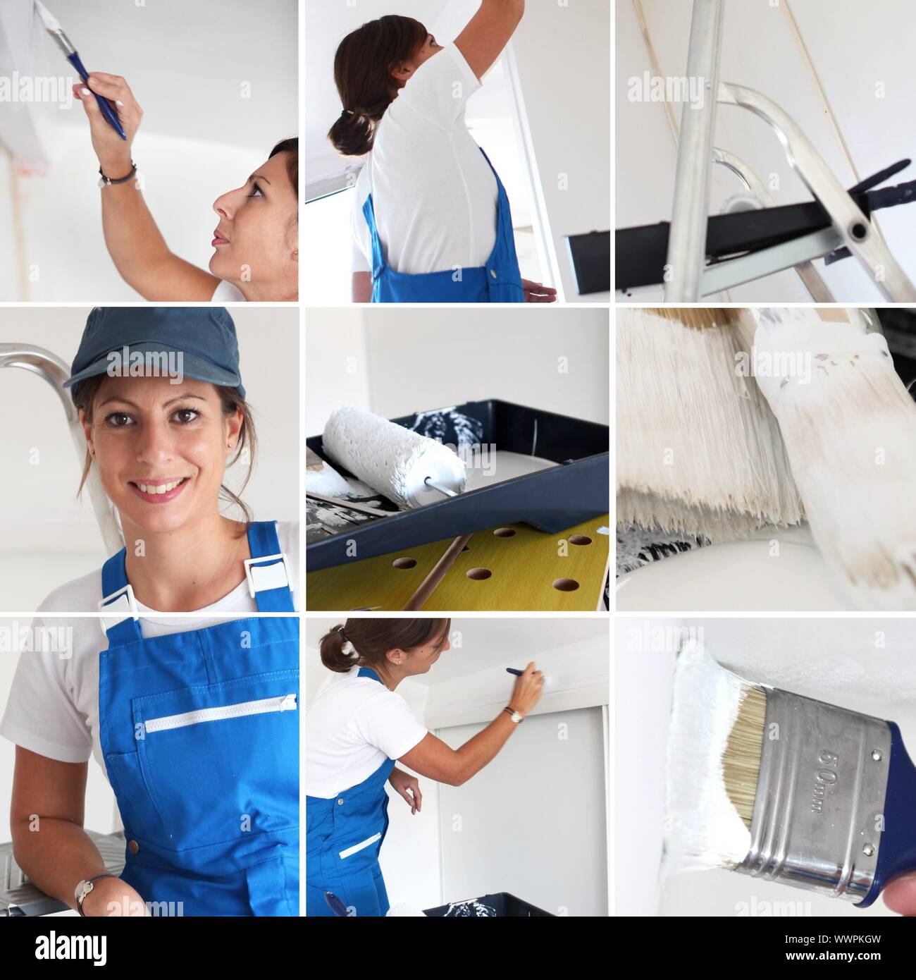Collage of a young woman painting Stock Photo